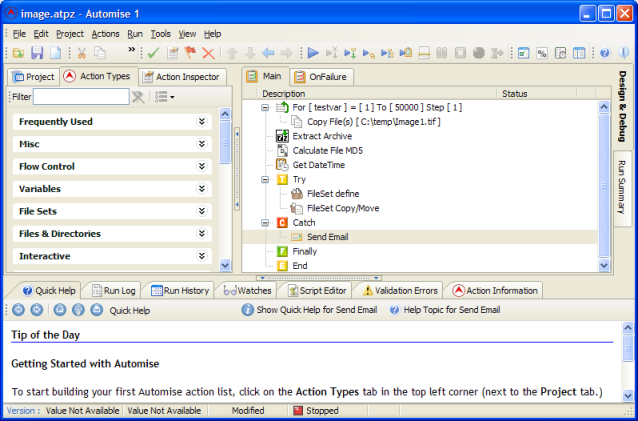 General purpose Windows automation tool with GUI and 390 built in actions.